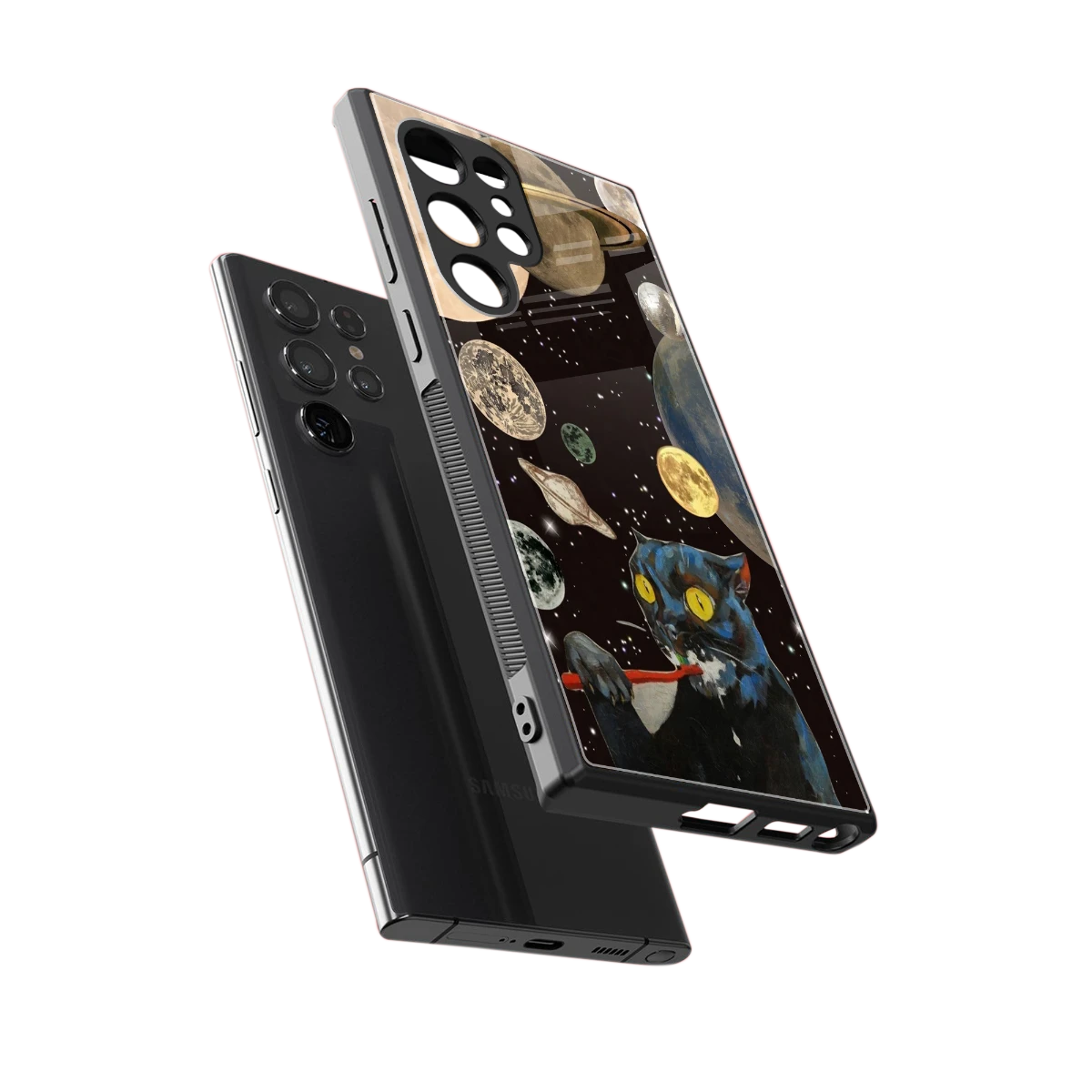 Galactic Purr sleek samsung galaxy s24 ultra cover with tempered glass back and TPU edges