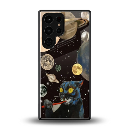 Galactic Purr back phone cover | glass case for samsung galaxy s25 ultra