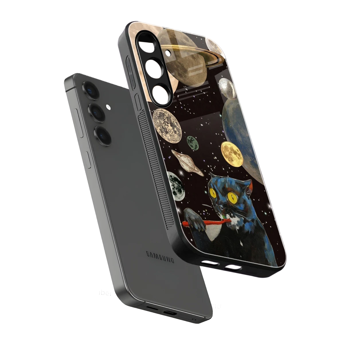 Galactic Purr sleek samsung galaxy s25 cover with tempered glass back and TPU edges