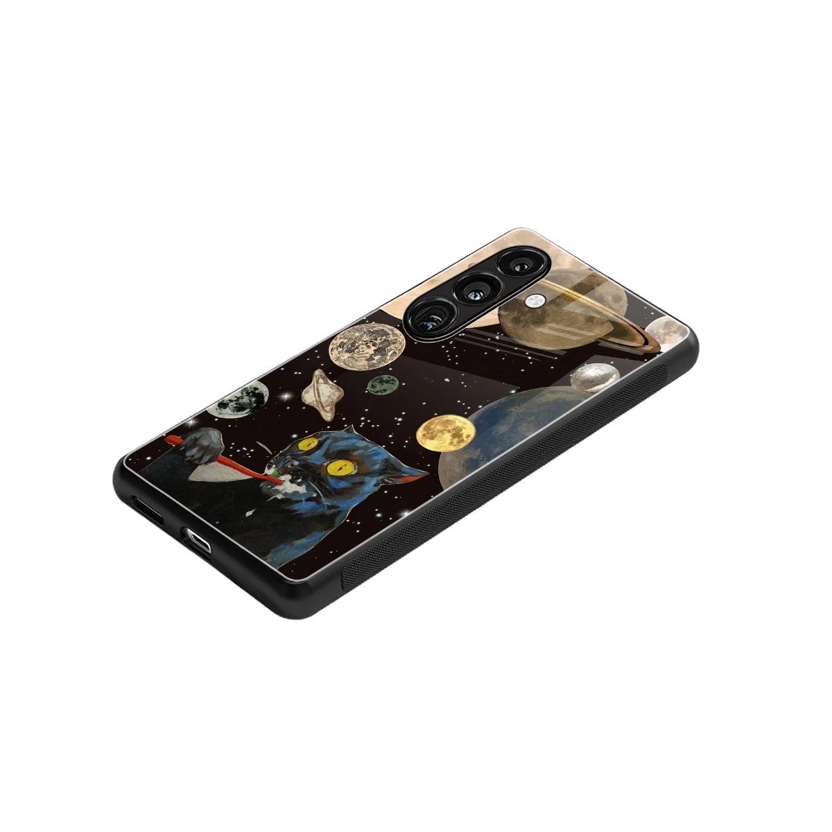 Galactic Purr stylish phone case for samsung galaxy s24 | glossy glass and slim fit