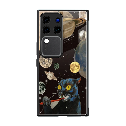 Galactic Purr back phone cover | glass case forvivo v30 pro