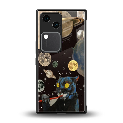 Galactic Purr back phone cover | glass case for vivo v30