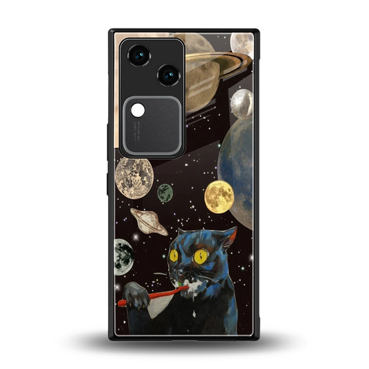 Galactic Purr back phone cover | glass case for vivo v30