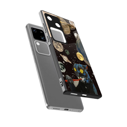 Galactic Purr sleek vivo v30 cover with tempered glass back and TPU edges