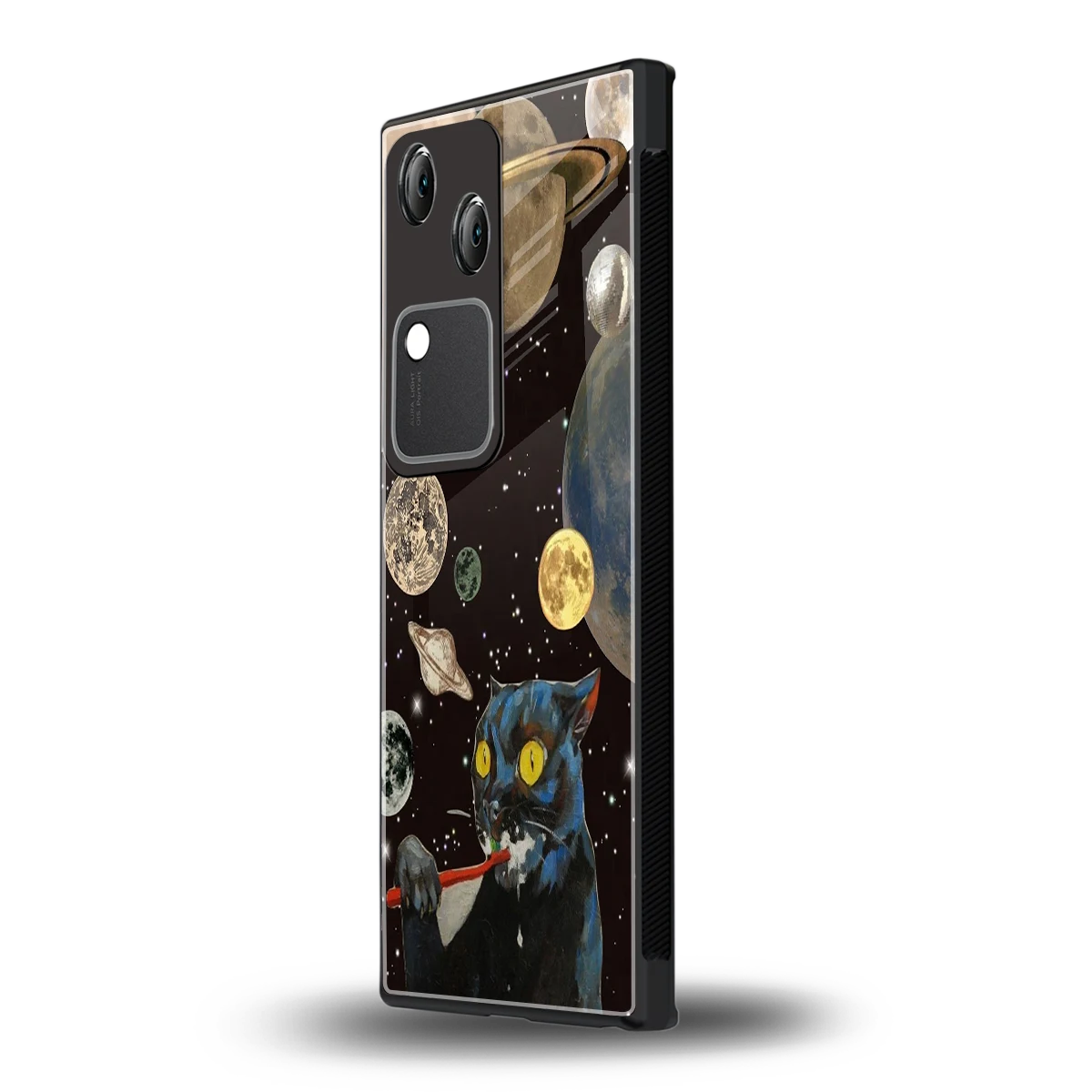 Galactic Purr vivo v30 mobile cover | shockproof glass phone case