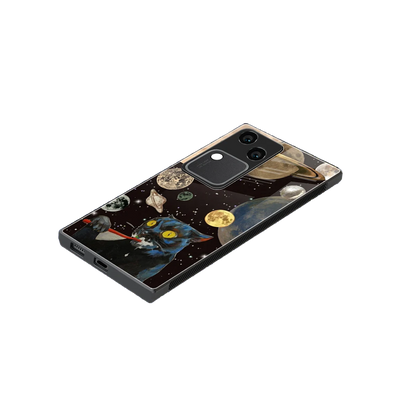 Galactic Purr stylish phone case for vivo v30 | glossy glass and slim fit