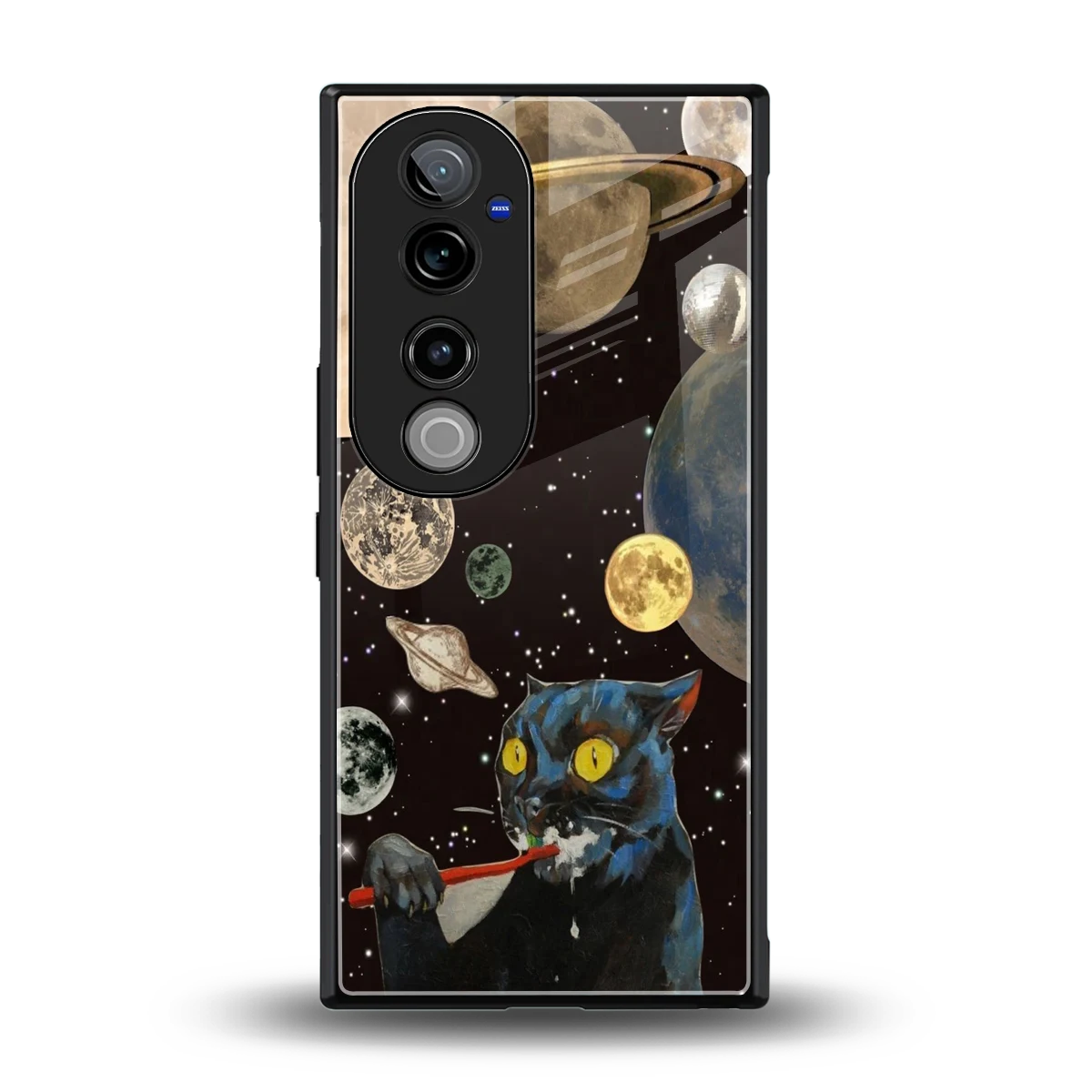 Galactic Purr back phone cover | glass case for vivo v40 pro
