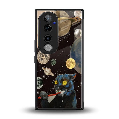 Galactic Purr back phone cover | glass case for vivo v40 pro