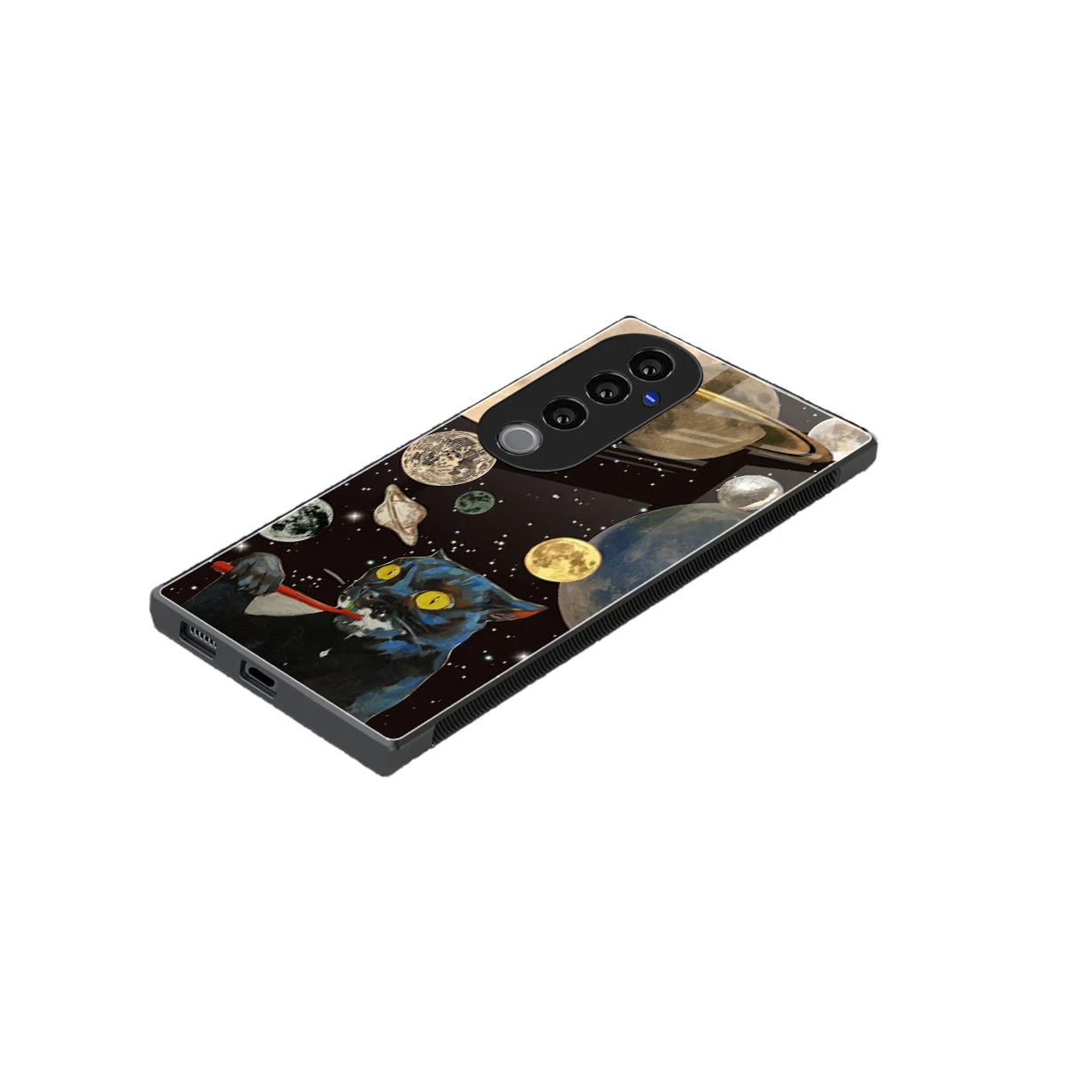 Galactic Purr stylish phone case for vivo v40 pro | glossy glass and slim fit