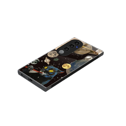 Galactic Purr stylish phone case for vivo v40 pro | glossy glass and slim fit