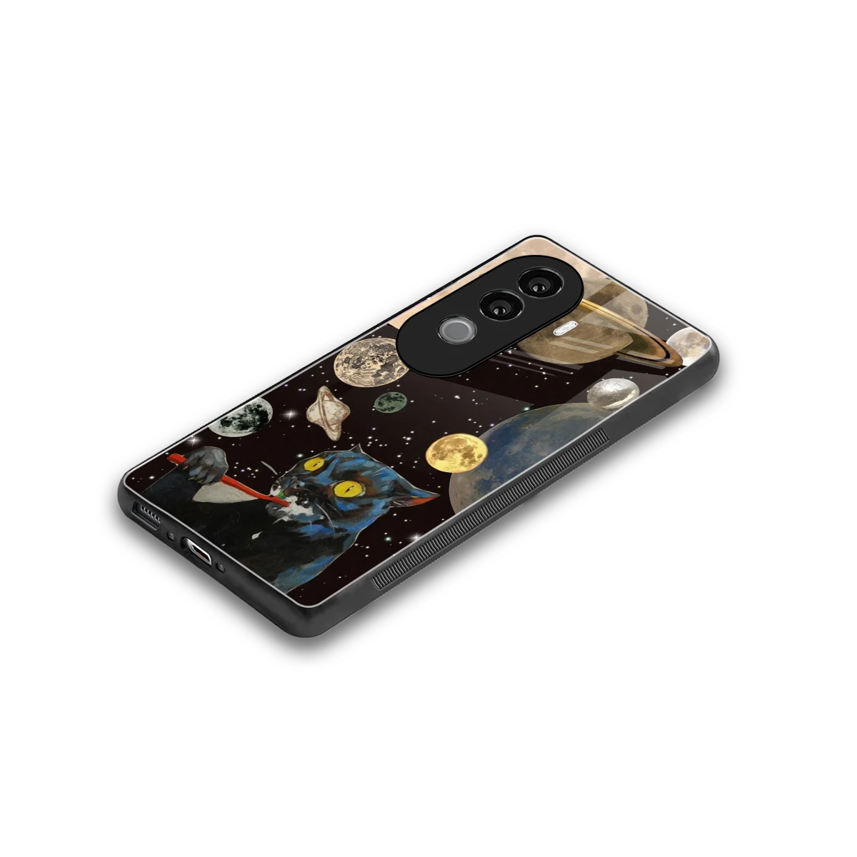 Galactic Purr stylish phone case for vivo v40e | glossy glass and slim fit