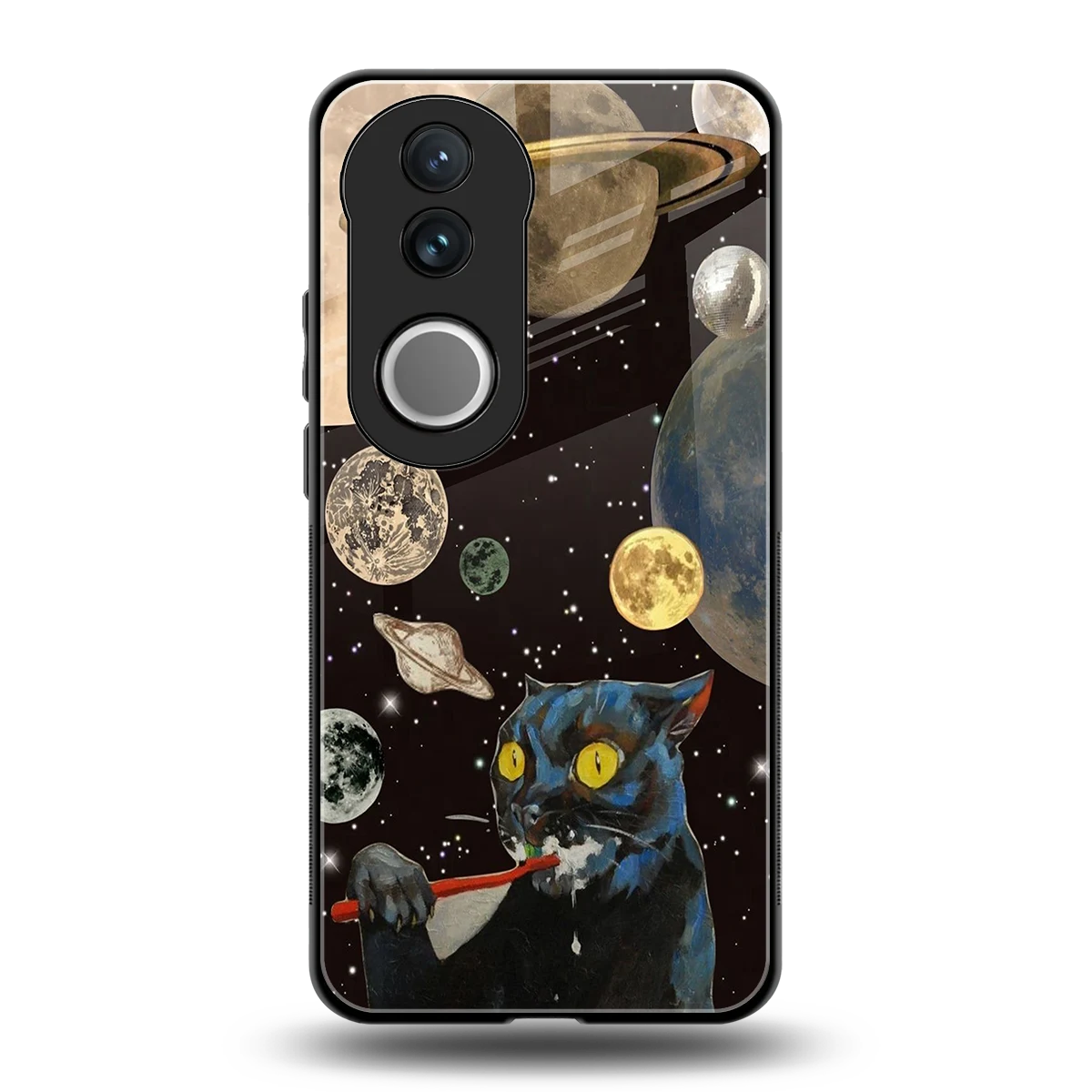 Galactic Purr back phone cover | glass case for vivo v50