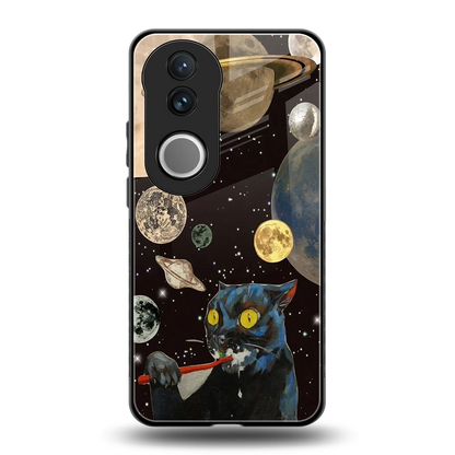 Galactic Purr back phone cover | glass case for vivo v50