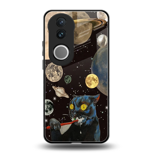 Galactic Purr back phone cover | glass case for vivo v50