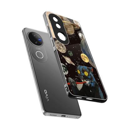 Galactic Purr sleek vivo v50 cover with tempered glass back and TPU edges