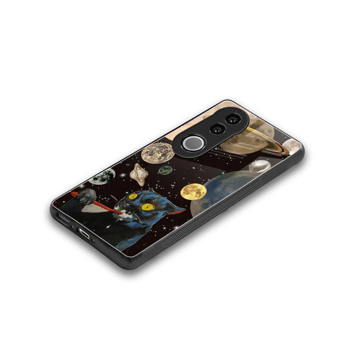 Galactic Purr stylish phone case for vivo v50 | glossy glass and slim fit