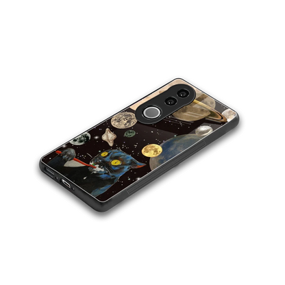 Galactic Purr stylish phone case for vivo v50 | glossy glass and slim fit