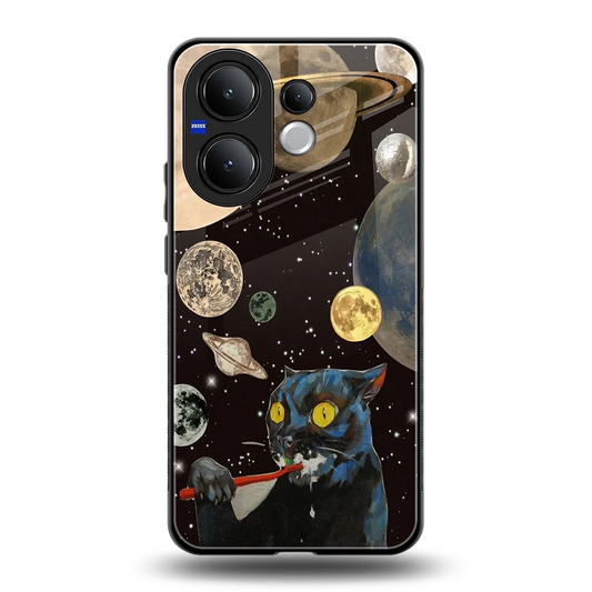 Galactic Purr back phone cover | glass case for vivo v60