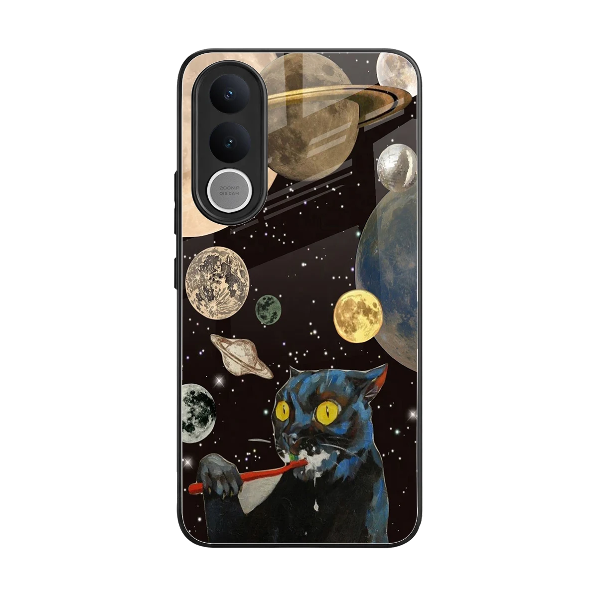 Galactic Purr back phone cover | glass case for vivo v70 fe