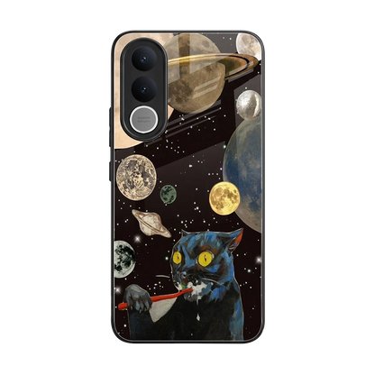 Galactic Purr back phone cover | glass case for vivo v70 fe