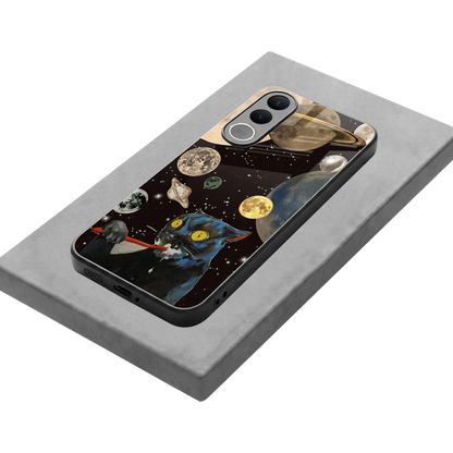 Galactic Purr stylish phone case for vivo v70 fe | glossy glass and slim fit