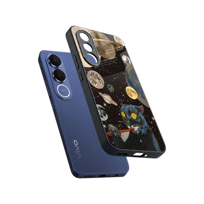 Galactic Purr sleek vivo v70 fe cover with tempered glass back and TPU edges