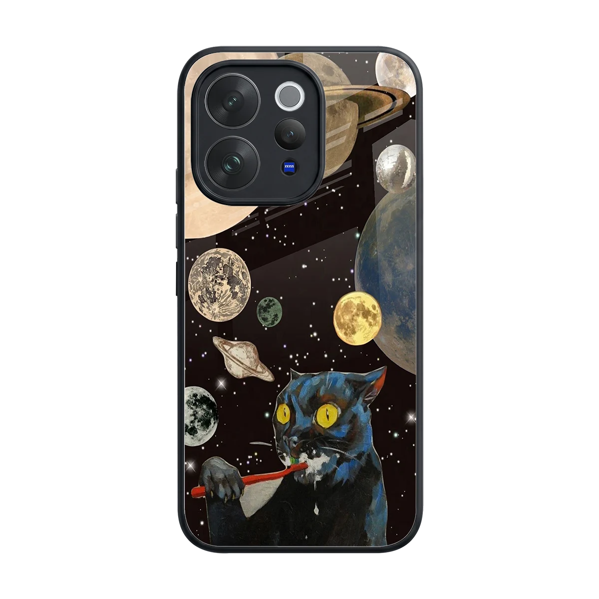Galactic Purr back phone cover | glass case for vivo v70