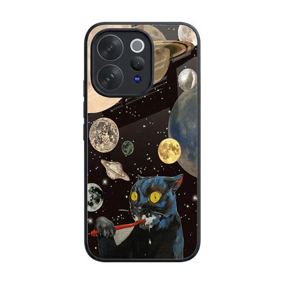 Galactic Purr back phone cover | glass case for vivo v70