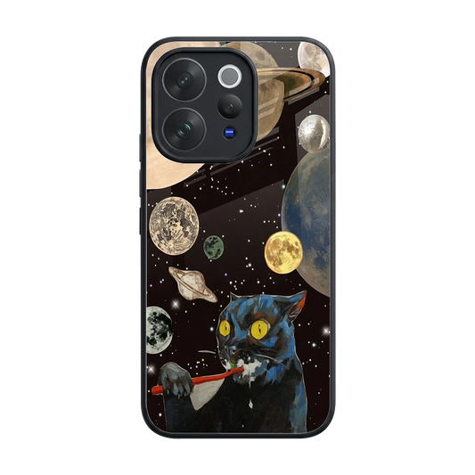 Galactic Purr back phone cover | glass case for vivo v70