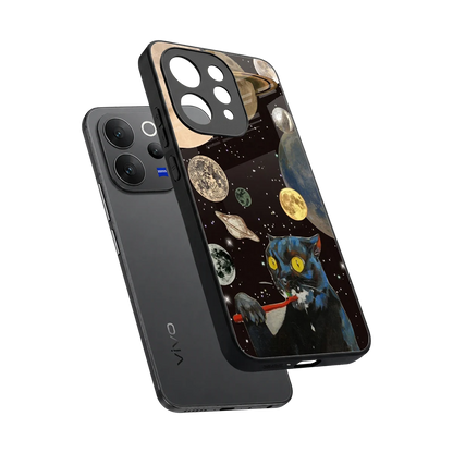 Galactic Purr sleek vivo v70 cover with tempered glass back and TPU edges