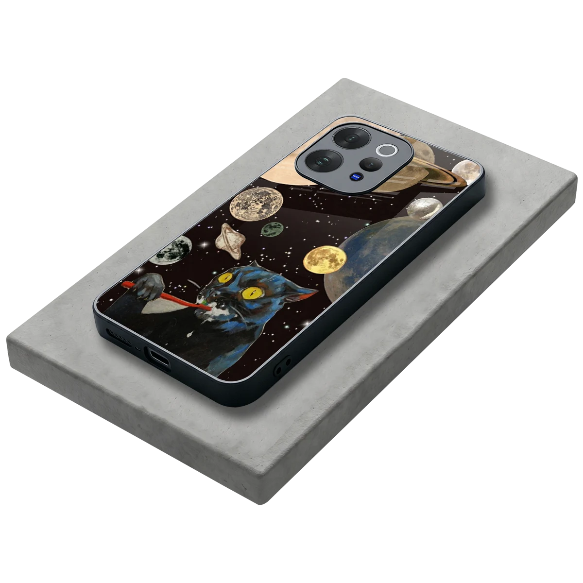 Galactic Purr stylish phone case for vivo v70 | glossy glass and slim fit