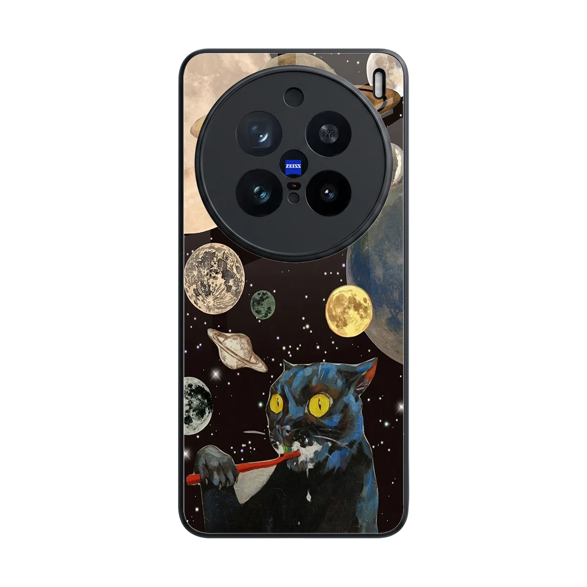 Galactic Purr back phone cover | glass case for vivo x200 pro