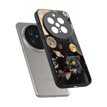 Galactic Purr sleek vivo x200 pro cover with tempered glass back and TPU edges