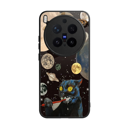 Galactic Purr back phone cover | glass case for vivo x300 pro