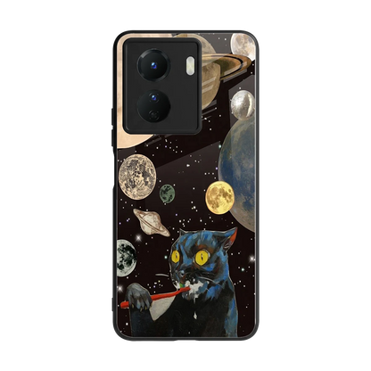 Galactic Purr back phone cover | glass case for vivo y16