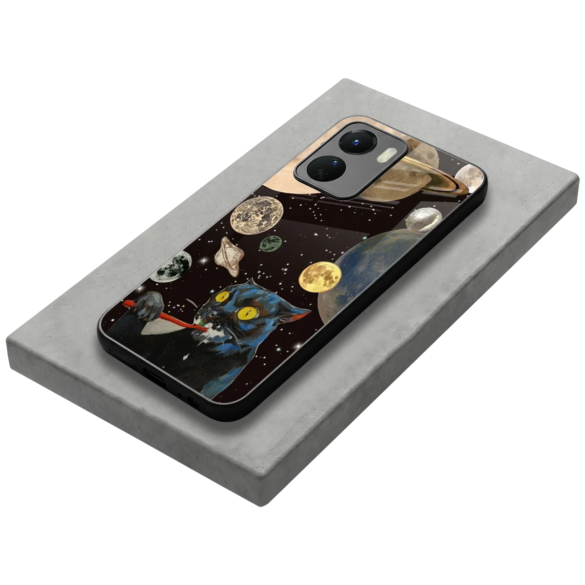 Galactic Purr stylish phone case for vivo y16 | glossy glass and slim fit