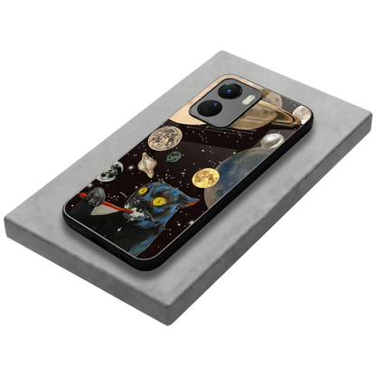 Galactic Purr stylish phone case for vivo y16 | glossy glass and slim fit