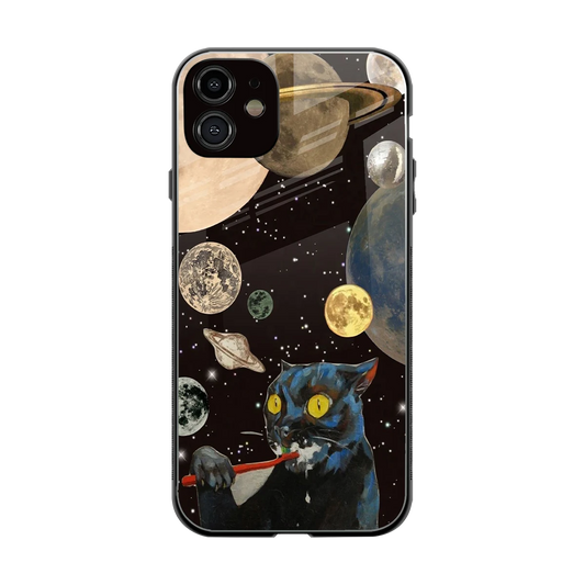 Galactic Purr back phone cover | glass case for iphone 12