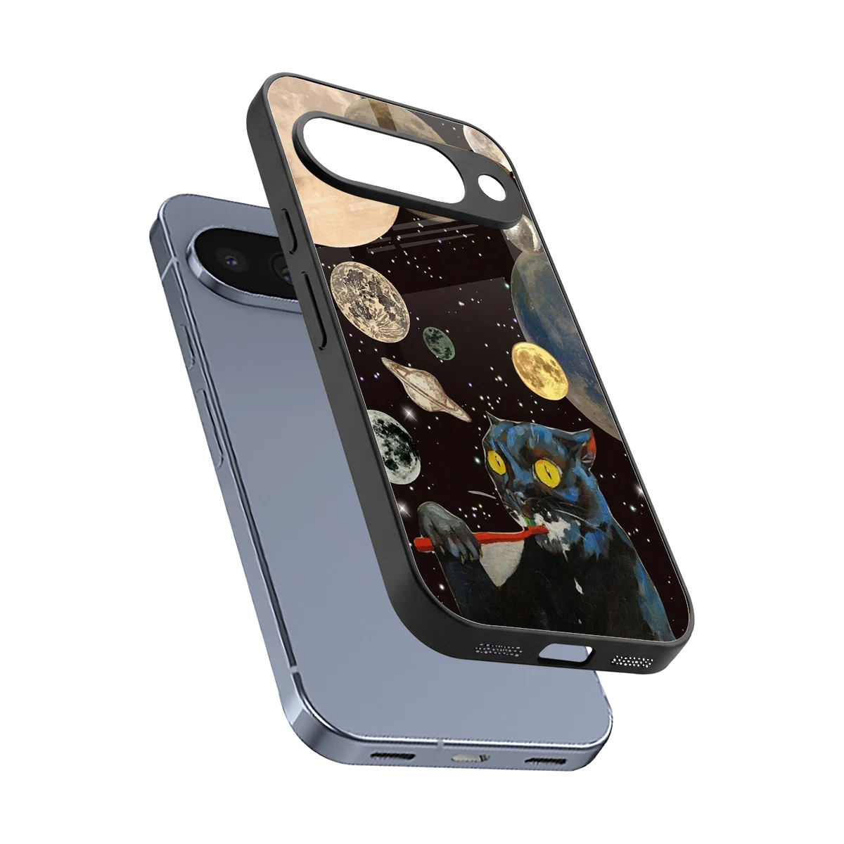 Galactic Purr sleek google pixel 10 cover with tempered glass back and TPU edges