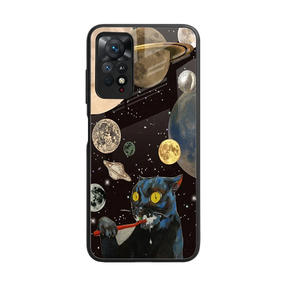 Galactic Purr back phone cover | glass case for redmi note 11 pro