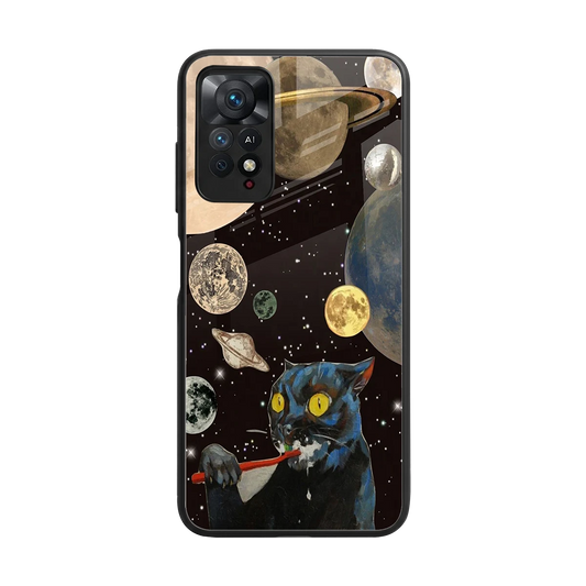 Galactic Purr back phone cover | glass case for redmi note 11 pro