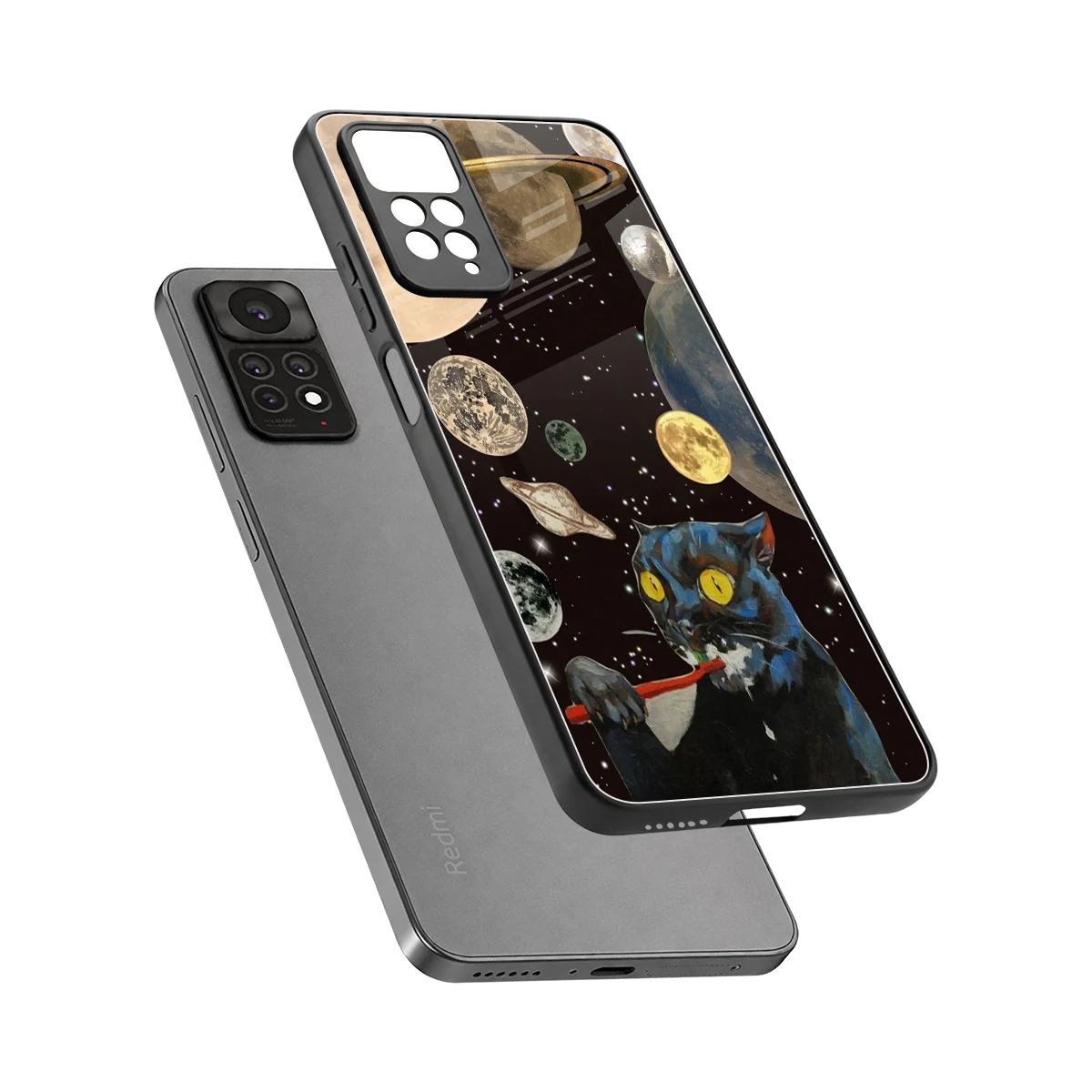 Galactic Purr sleek redmi note 11 pro cover with tempered glass back and TPU edges