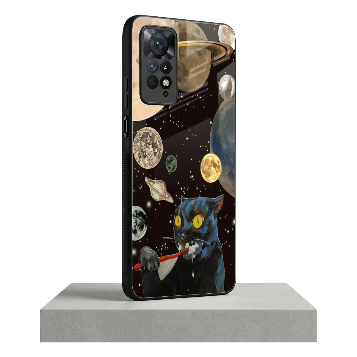 Galactic Purr redmi note 11 pro mobile cover | shockproof glass phone case