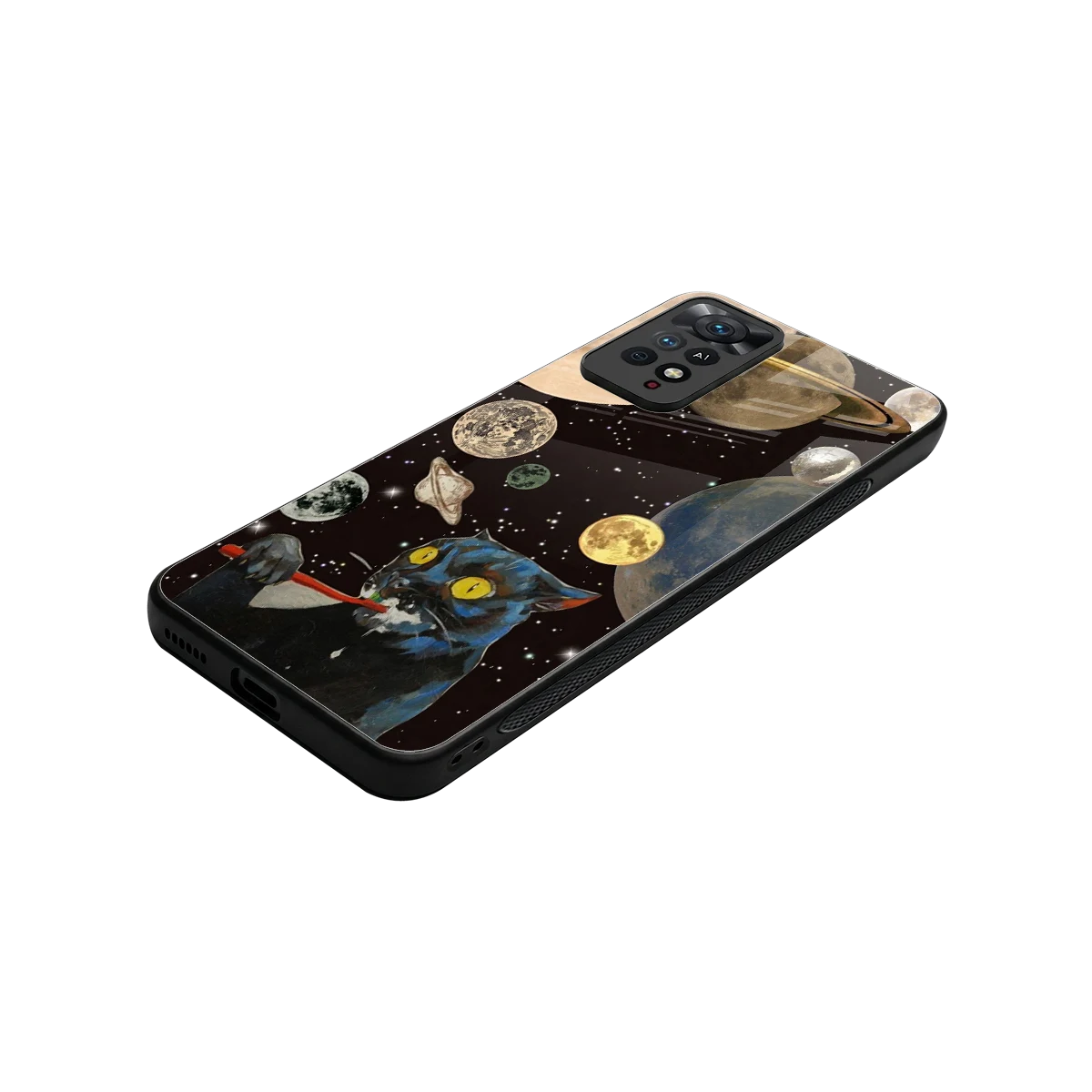 Galactic Purr stylish phone case for redmi note 11 pro | glossy glass and slim fit