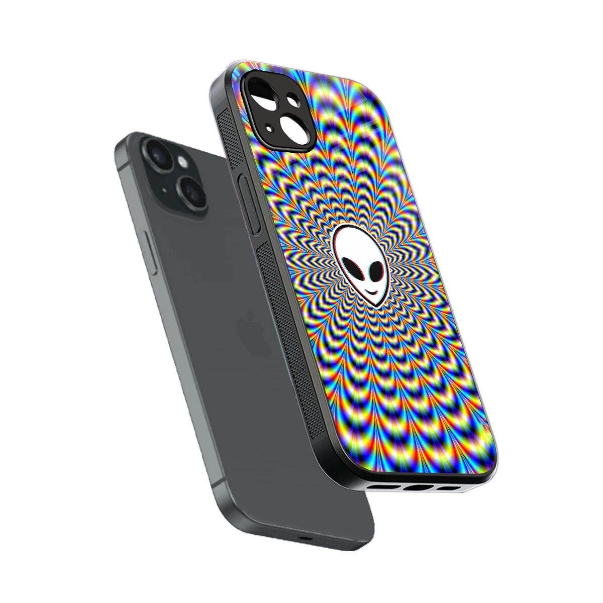 Galactic Vibes sleek iphone 14 plus cover with tempered glass back and TPU edges
