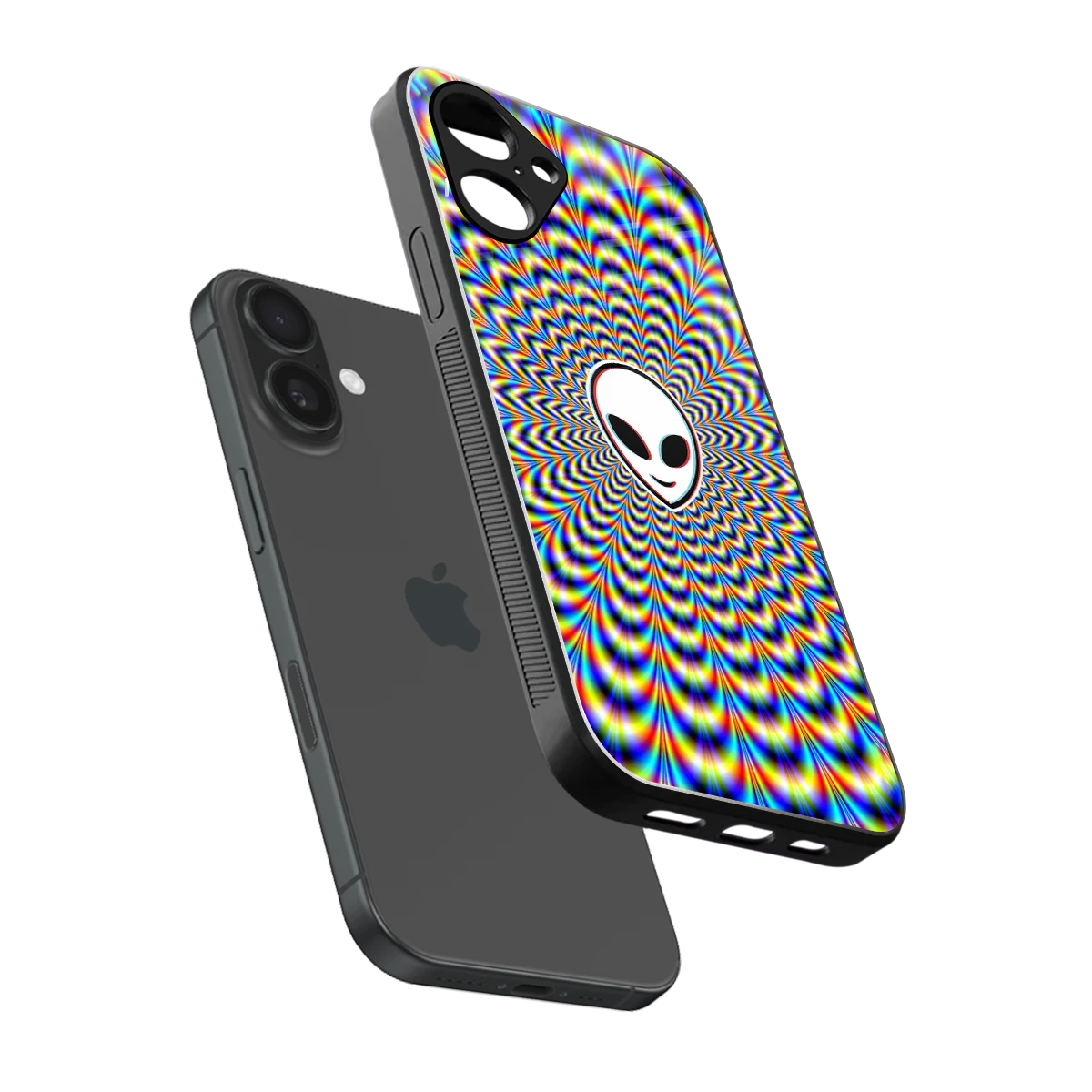 Galactic Vibes sleek iPhone 16 cover with tempered glass back and TPU edges