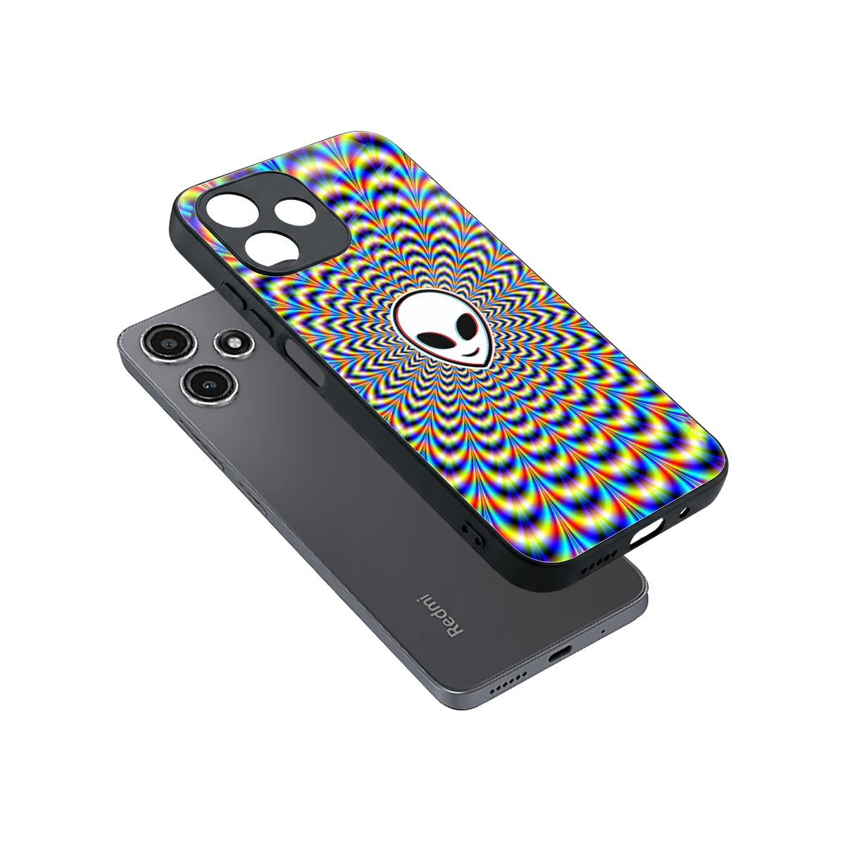 Galactic Vibes sleek redmi 12 5g cover with tempered glass back and TPU edges