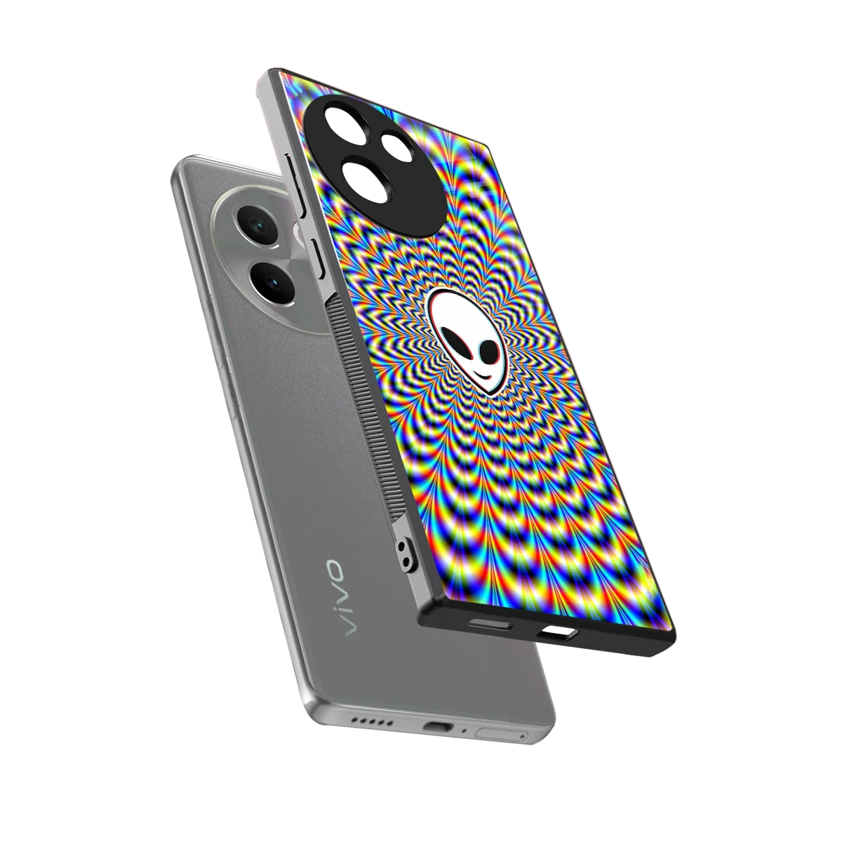 Galactic Vibes sleek vivo v30e cover with tempered glass back and TPU edges