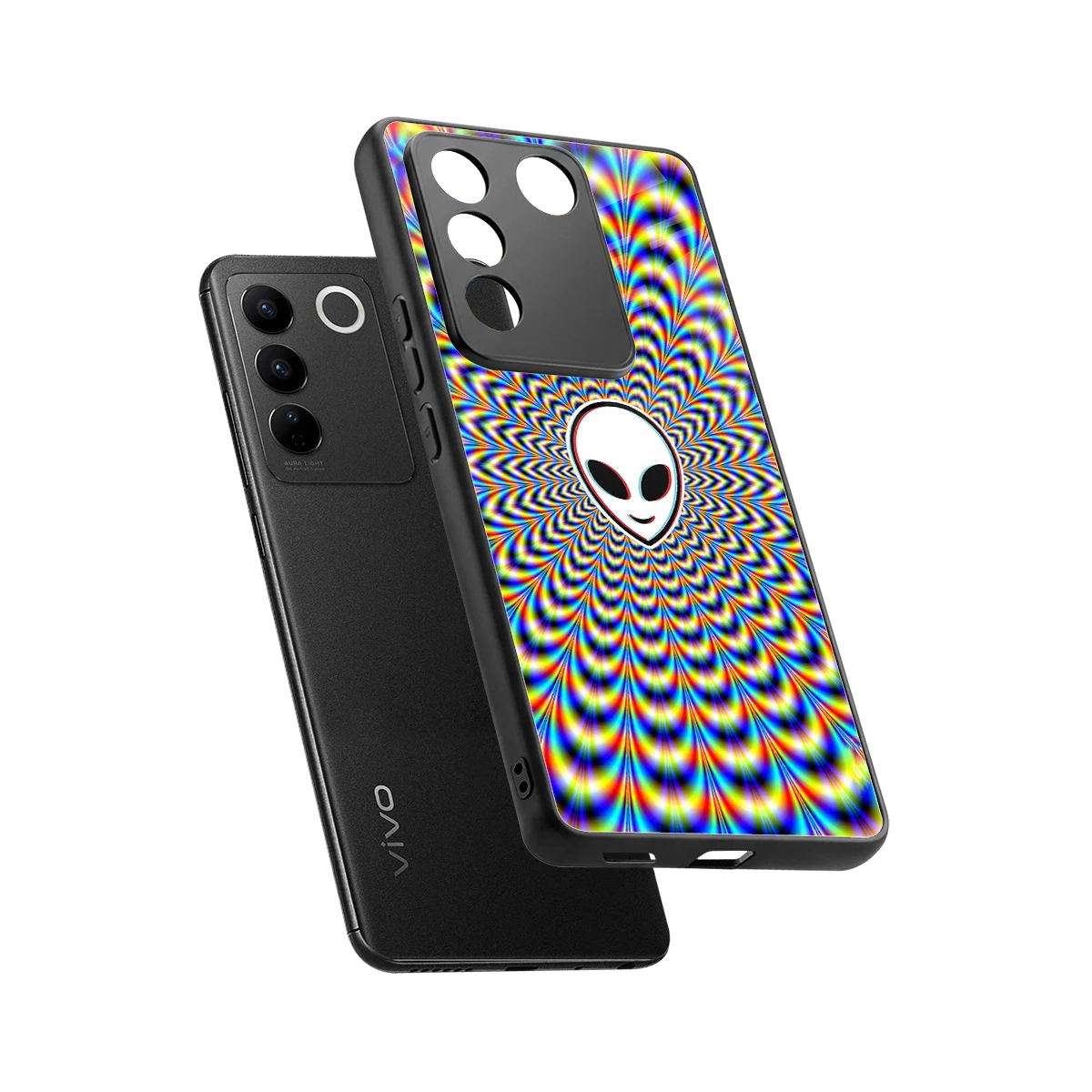 Galactic Vibes sleek vivo v27 5g cover with tempered glass back and TPU edges