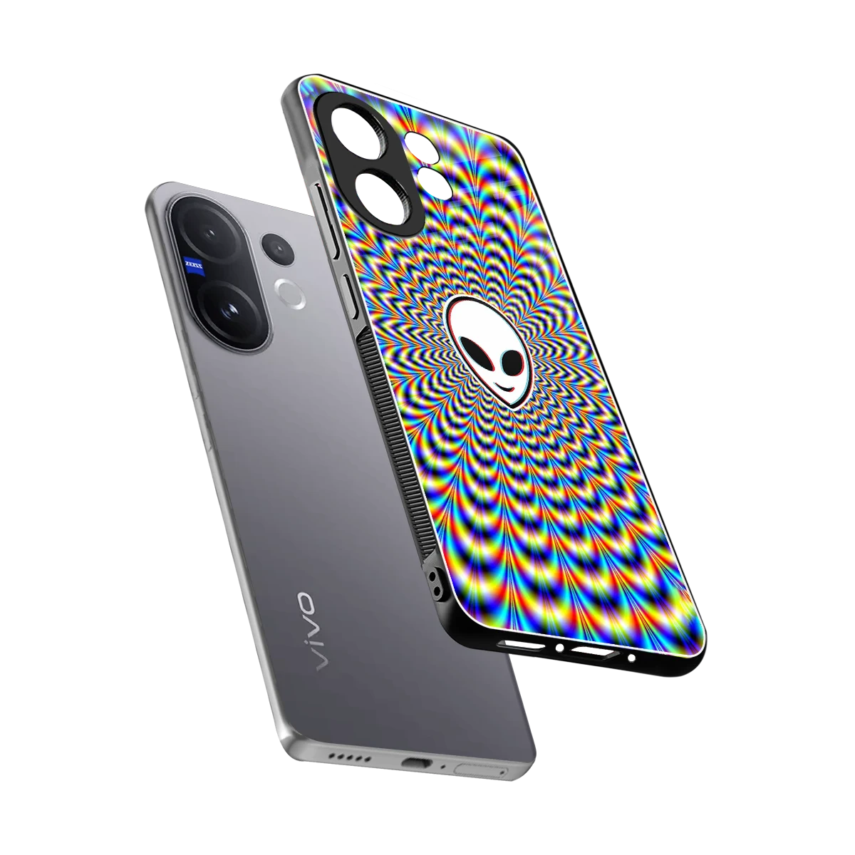 Galactic Vibes sleek vivo v60 cover with tempered glass back and TPU edges